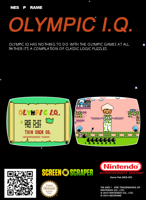 Olympic I.q. (Homebrew) — Box back